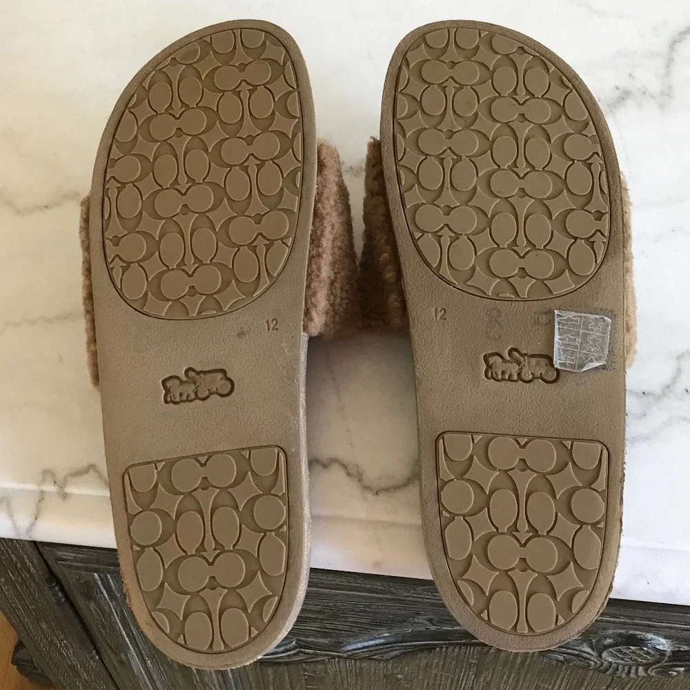 COACH MENS TAN SHERLING SLIDE SANDAL
